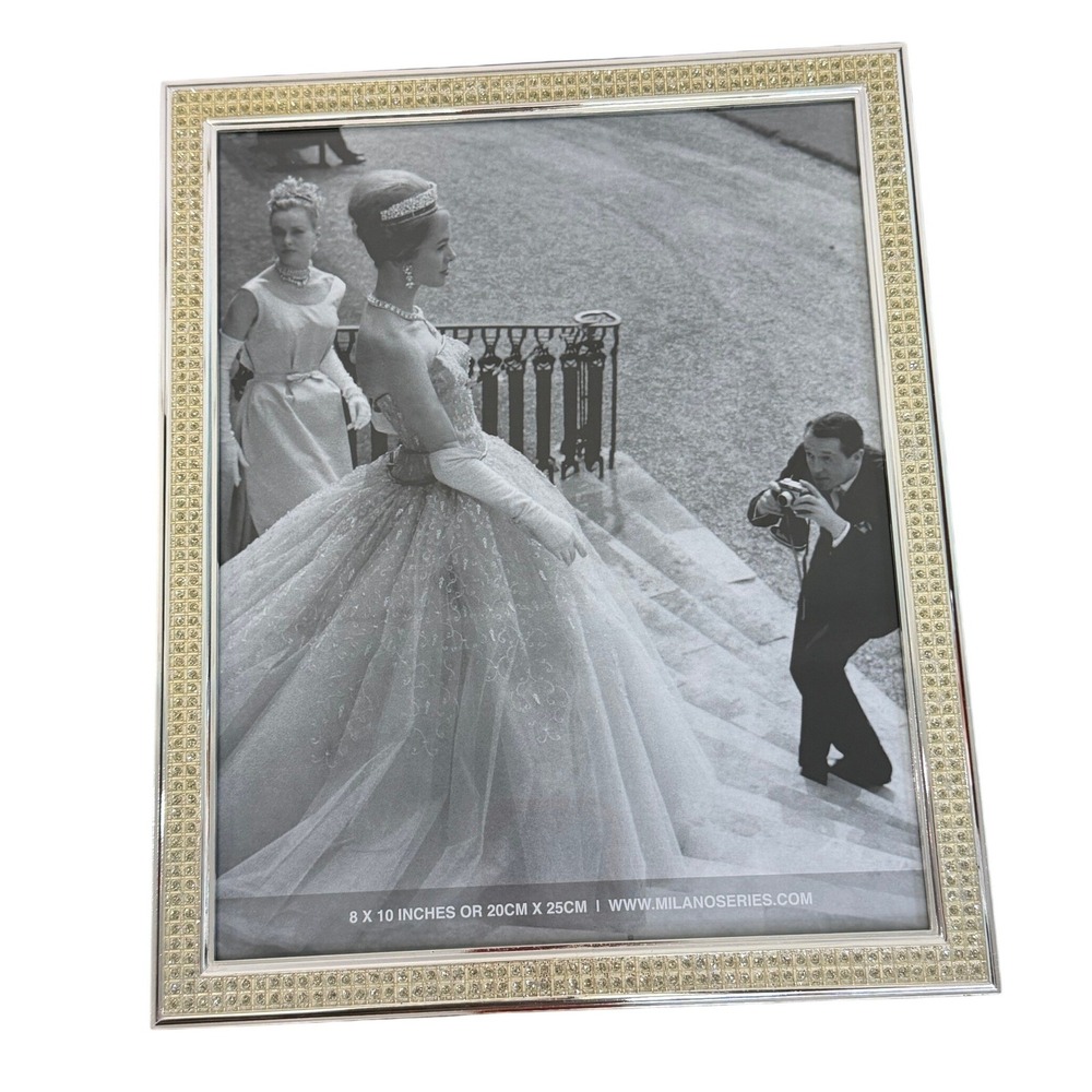 Milano 8x10 Silver Picture Frame Rhinestone‎ Home Decor